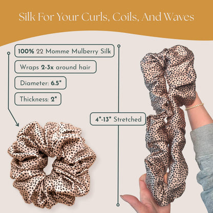 Silk Scrunchies for Women Ponytail Holders – Oversized Mulberry Silk Scrunchies – Extra Large No Damage Hair Ties for Curly, Thick, and Thin - Hair Accessories for Women – Black, XL By Curlfriend