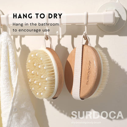 SURDOCA Dry Brush, Body Exfoliating Scrubber, Bath Shower Brushes for Improve Circulation, Cellulite and Lymphatic Remover