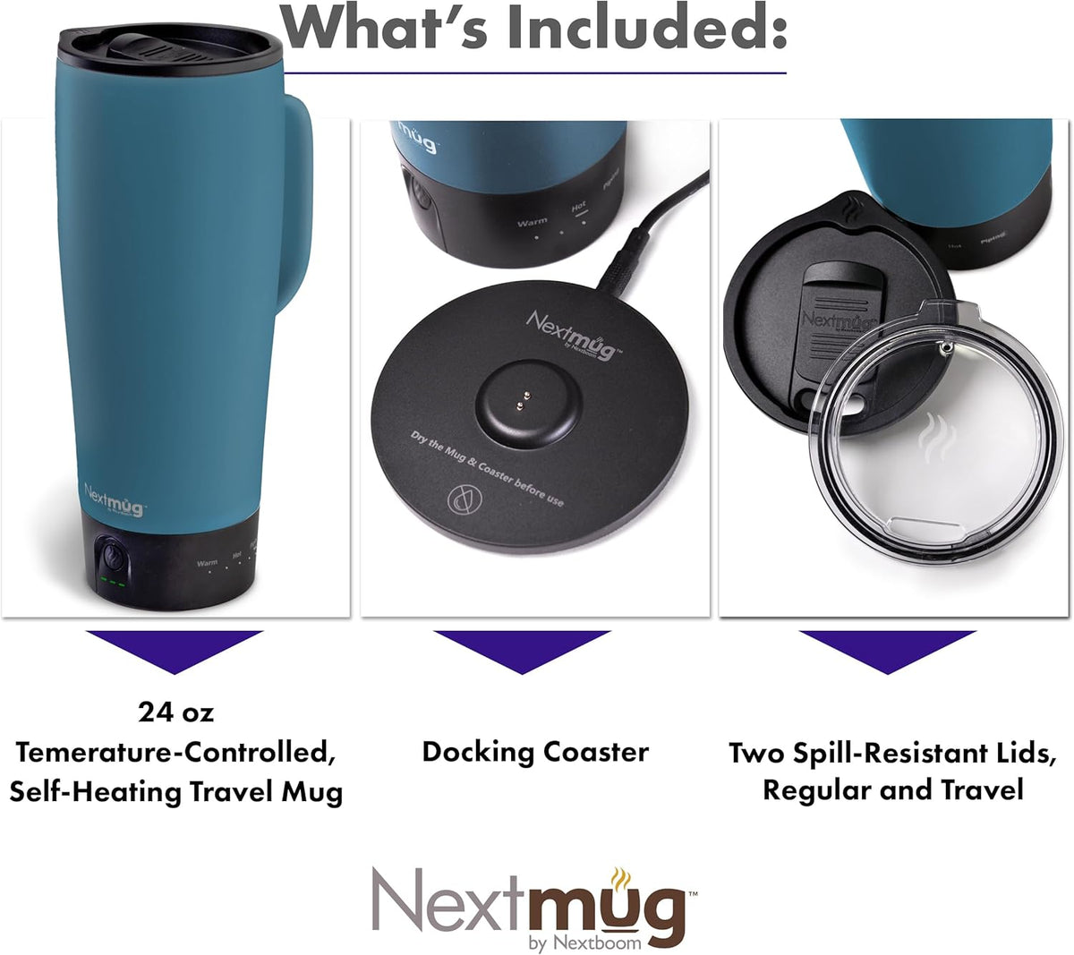 Nextmug Go - Temperature-Controlled, Self-Heating Travel Mug
