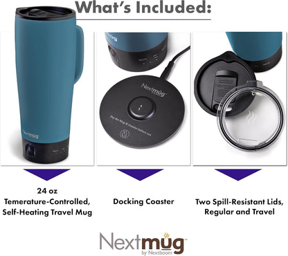 Nextmug Go - Temperature-Controlled, Self-Heating Travel Mug