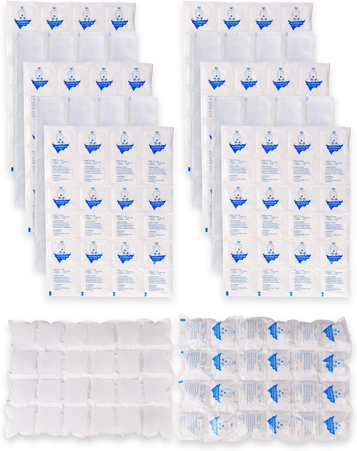 Reusable Ice Packs for Shipping & Coolers Dry Ice for Shipping Frozen Food Cold Pack for Lunch Bags, Long Lasting Cold Ice Pack Sheets for Transport Food (10 Sheets x 16 Cells)