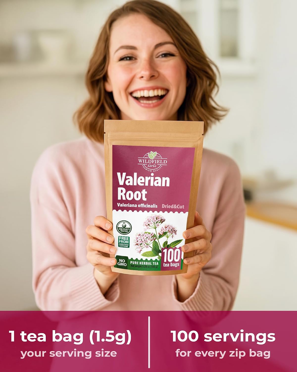 100 Bags Valerian Root Tea (Valeriana officinalis) - 100 Count 1.5g Te De Valeriana Herb