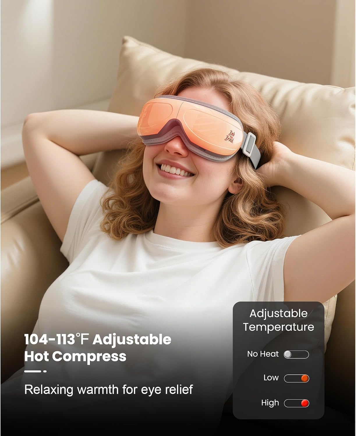 BOB AND BRAD Eye Massager with Heat and Cooling, FSA Eligible HSA Birthday Gifts for Women Men, EyeOasis 3 Elite Eye Massager for Migraine, Heated Eye Mask for Dry Eye Head Tension and Stress Relief