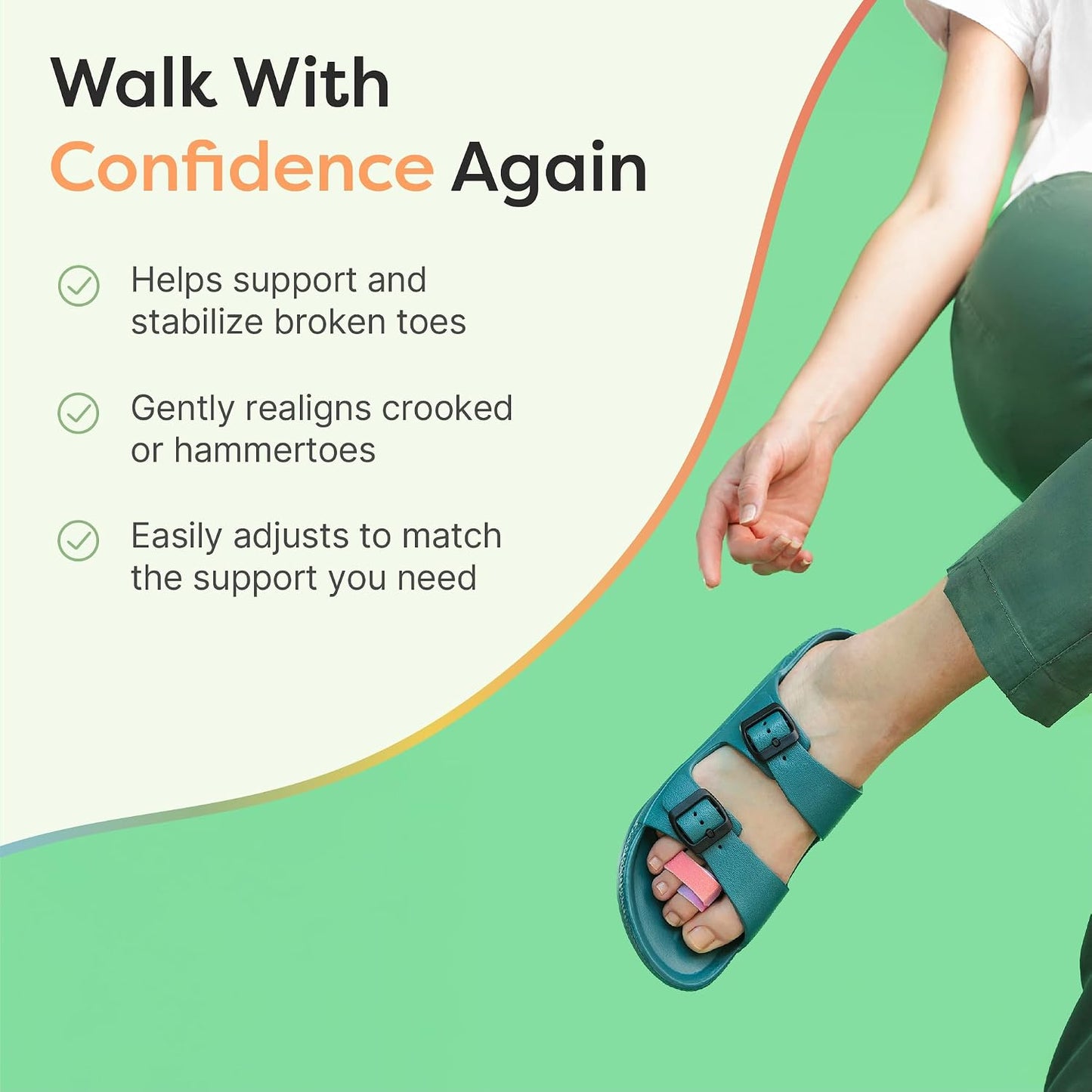 ZenToes Hammer Toe Corrector for Women & Men - Reusable Fabric Buddy Wraps for Broken Toes - Cushioned Toe Splint for Protection & Recovery & Hammertoe Straightener - 4 Count (OSFM, Beige)
