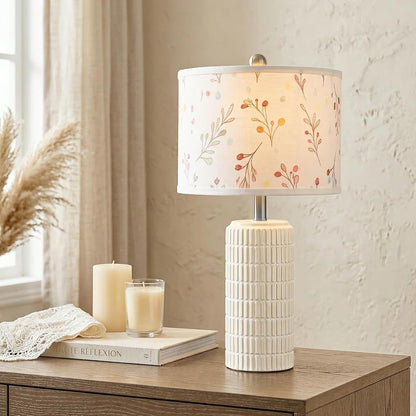 PoKat 23" Modern Ceramic Table Lamp Set of 2 for Living Room White Desk Lamps for Bedroom Farmhouse Bedside Nightstand Lamp House Warming Gifts New Home Decor End Table Lamps Gifts for Women Mom Beige