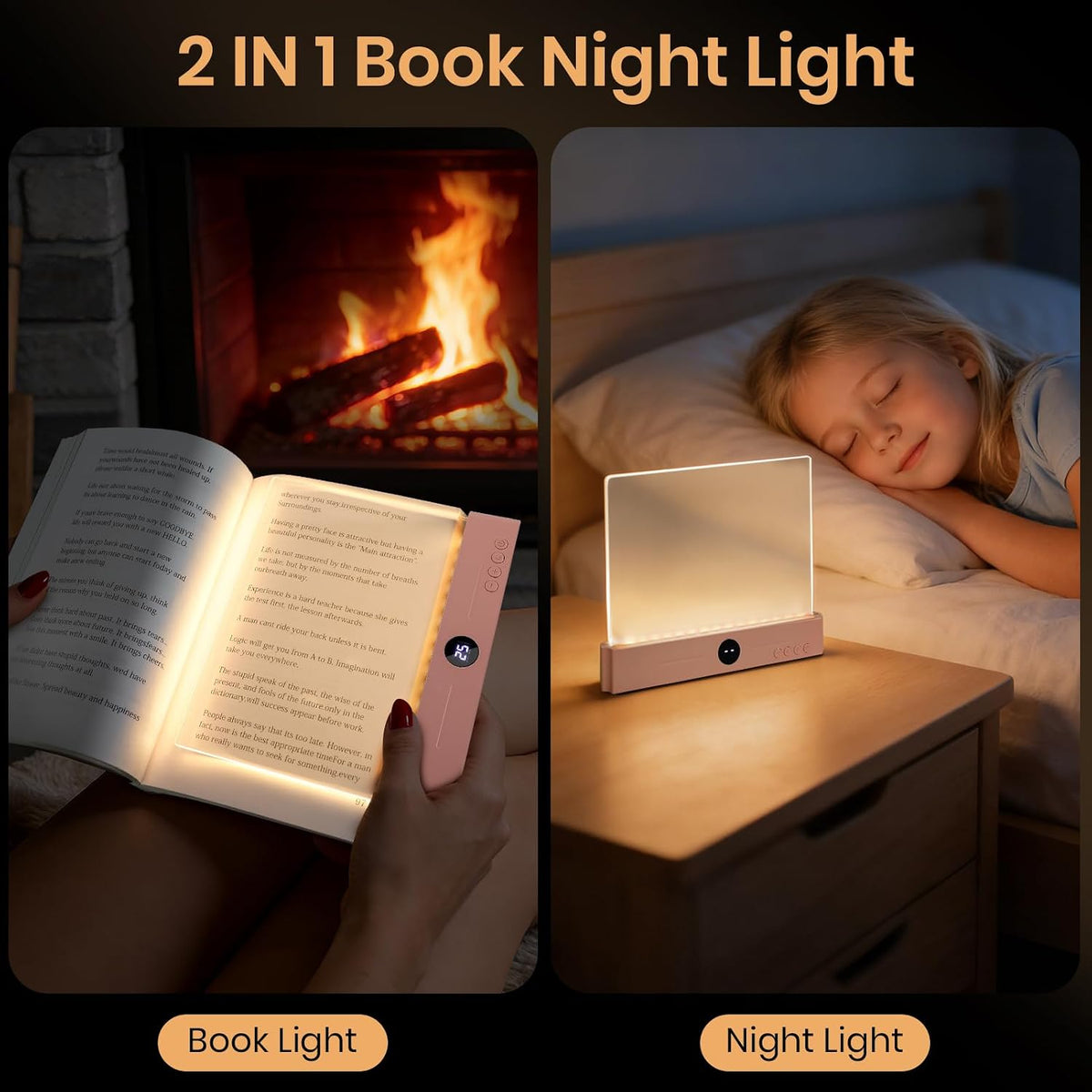LED Book Light, 3 Color Temps & Stepless Dimming, Night Reading with Timer