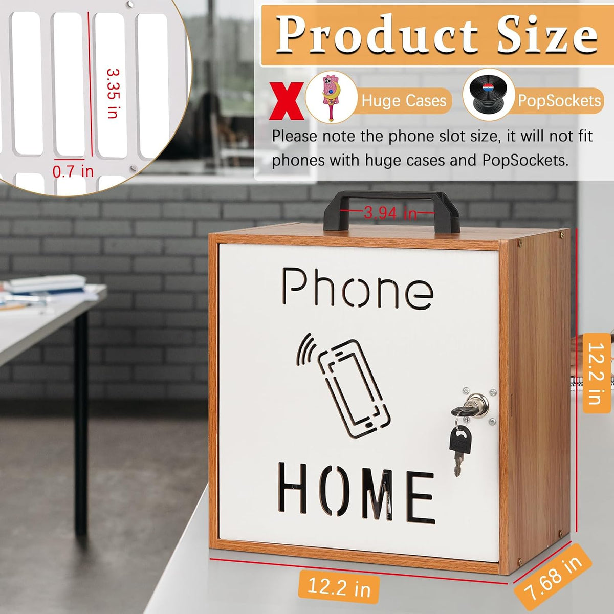 36 Slots Cell Phone Holder Classroom, Wooden Phone Lock Box
