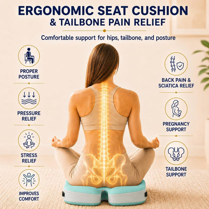 Seat Cushions for Office Chairs Wheelchair Cushion for Long Sitting Back Pain，Memory Foam Seat Car Computer Desk Chair Cushion，Coccyx Cushion for Tailbone Pain Relief Cushion Office Chair Black