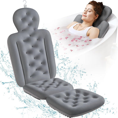 Full Body Bath Pillow for Bathtub, Thick Bathtub Cushion, Luxury Tub Pillow for Bath for Headrest Neck and Back Support White 51" x 16"