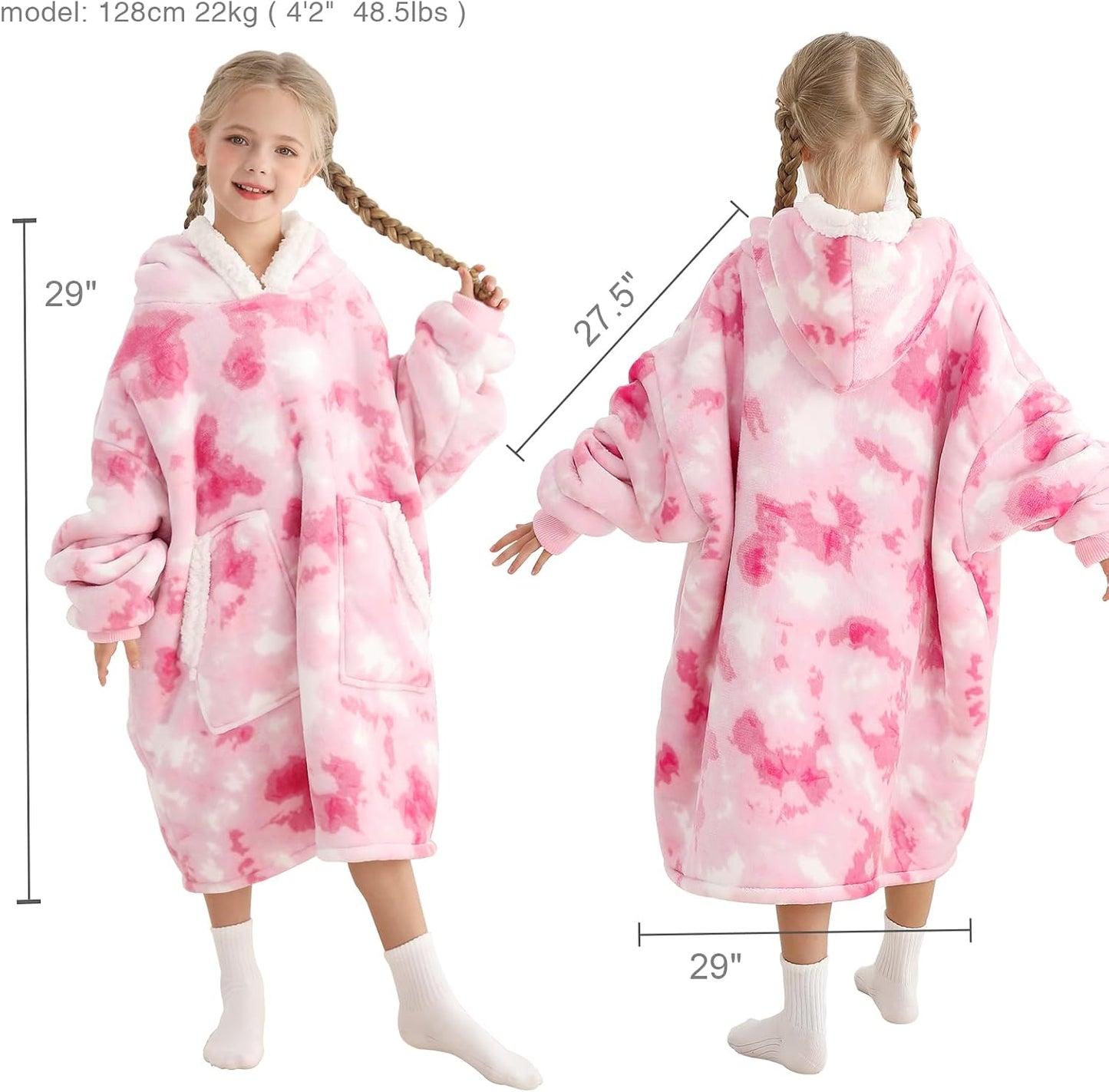 Kipswiza Wearable Blanket Hoodie Gifts for Women and Men, Oversized Cozy Warm Flannel Sherpa Hooded Blankets Sweatshirt with Giant Pockets for Adult and Teens, Dark Gray