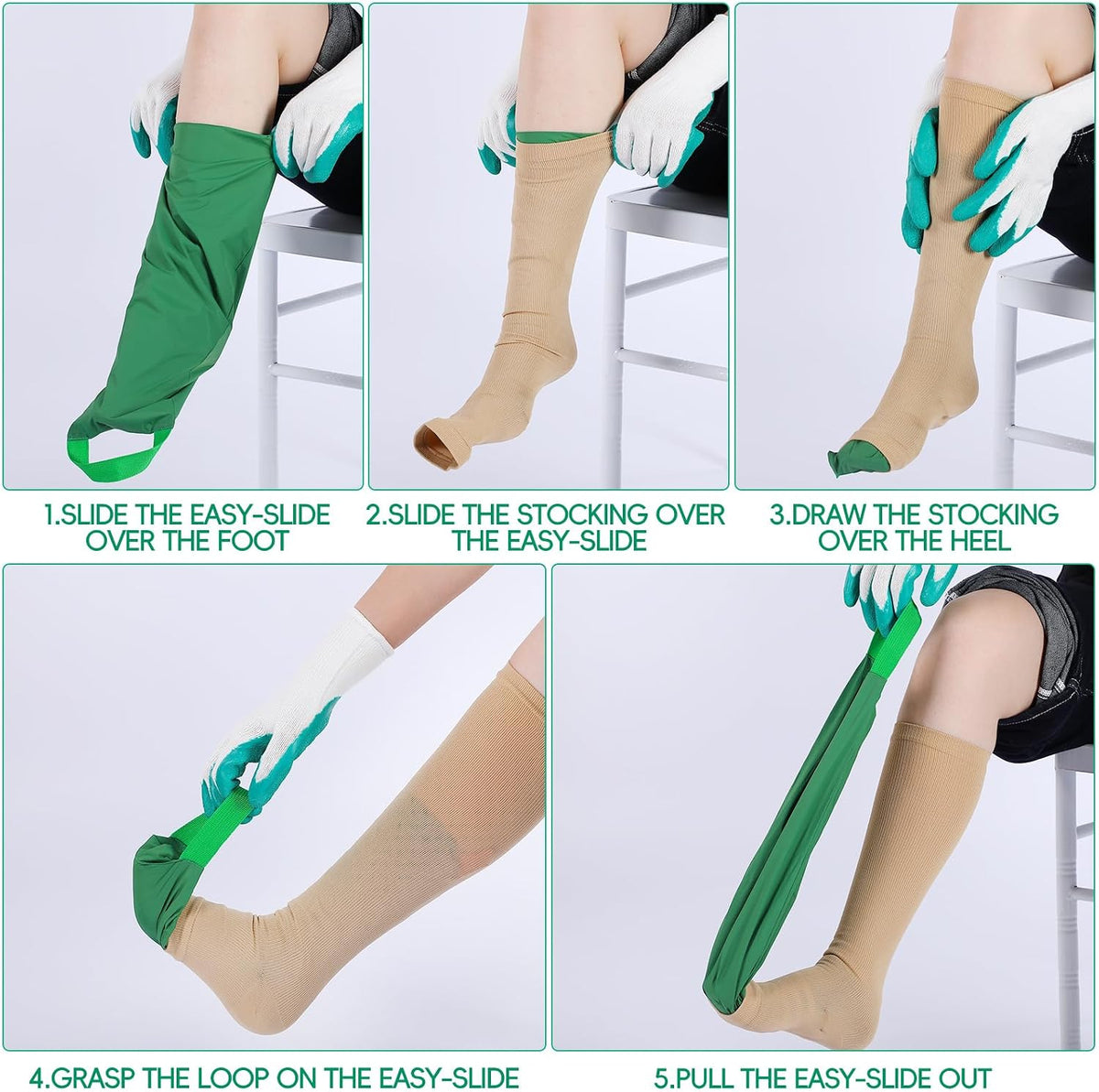 Vicenpal 2pcs Easy Slide Compression Stocking Aid Device with Donning Glove