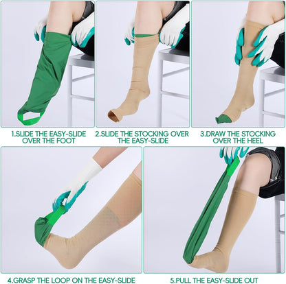 Vicenpal 2pcs Easy Slide Compression Stocking Aid Device with Donning Glove