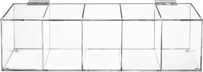 MyGift Acrylic Tea Bag Organizer Box with 5 Compartments and Hinged Lid, Drink Packet Storage Box, Kitchen Countertop Caddy Pantry for Assorted Teas and Condiments, Modern