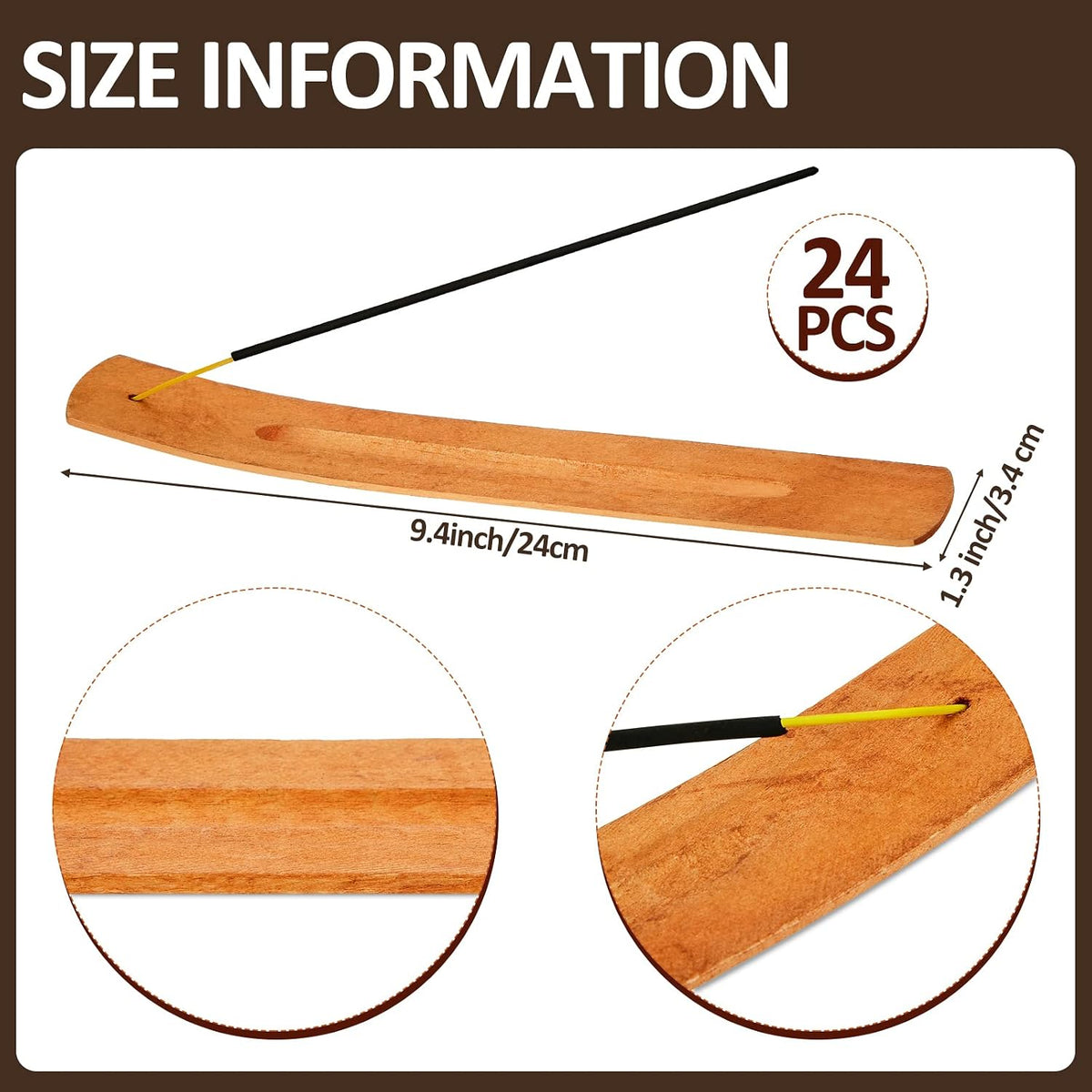 12 Pieces Wood Incense Holder Ash Catcher Burner Yoga Meditation