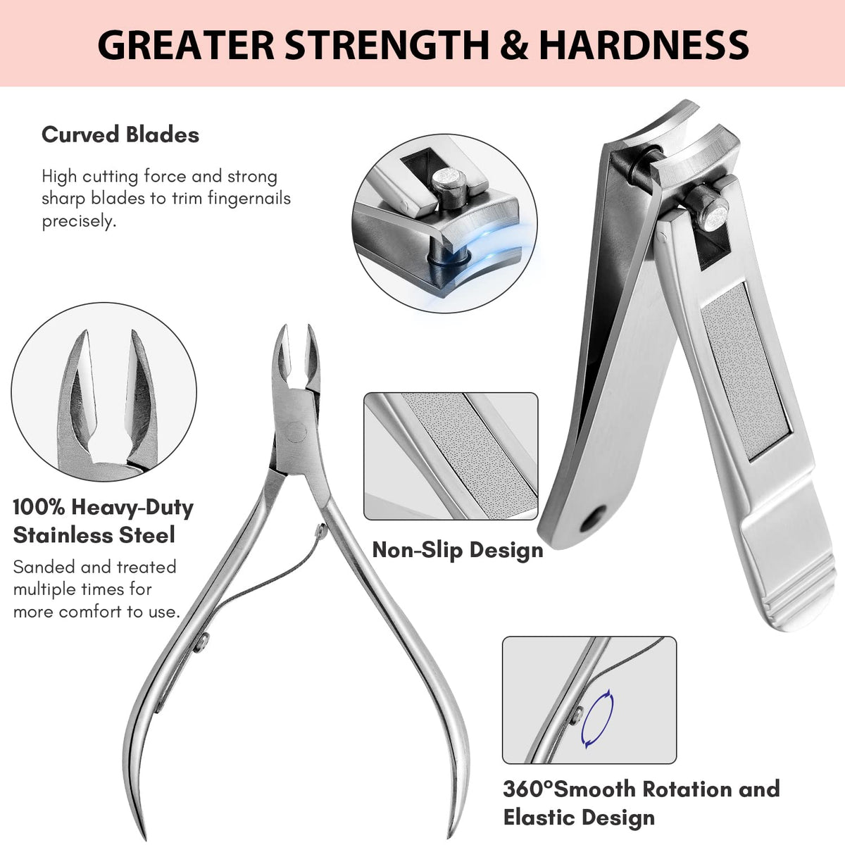 FAMILIFE Stainless Steel Manicure Set 11-in-1 Professional Nail Clipper Kit