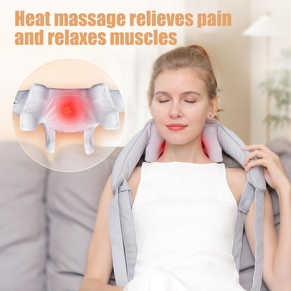 MASGRE Shiatsu Back and Neck Massager, Cordless Shoulder Massager with Heat, Electric Deep Tissue 3D Kneading Massage Pillow for Shoulder, Leg, Body Muscle Pain Relief, Gifts for Men Women
