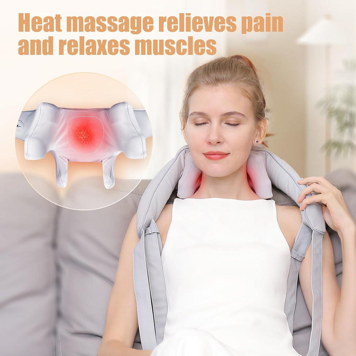 MASGRE Shiatsu Neck and Shoulder Massager with Heat for Pain Relief