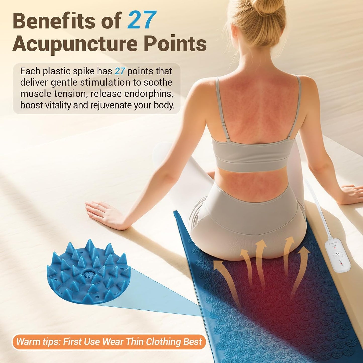 Comfytemp Heated Acupressure Mat for Back, 2 in 1 Large 17"x33" Acupuncture Massager, FSA Eligible, HSA Approve Heating Pad to Relax Leg Muscle Tension/Stress/Foot Comfort, Similar to Acupuncture