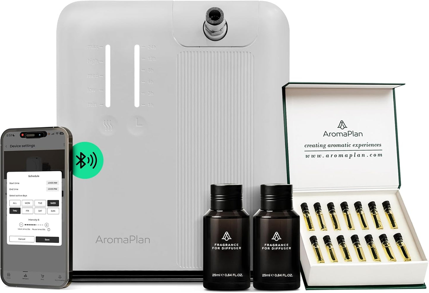 AromaPlan 5 Star Collection Cold Air Scent Diffuser, Whole House (2 Scents Included)- Waterless Smart Aroma, Scent &Time Adjust., App Control, HVAC | Home, Commercial, Hotel | Large Room, 2,000 sq.ft