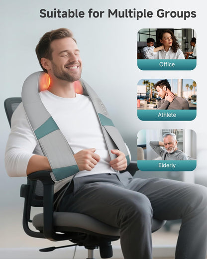 Snailax Cordless Massager - Shiatsu Neck and Shoulder Massager with Heat, FSA Eligible, Portable, Lumbar, Back Electric Massage Pillow, Gift for Woman, Mom, Dad