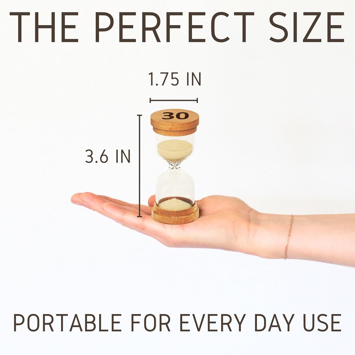 Sand Hourglass Timer - Glass Sand Clock Minutes - Modern Hourglass Watch with Wooden End Caps for Kids, Games, Classroom, Kitchen, Home or Office Decor (5 Minutes)