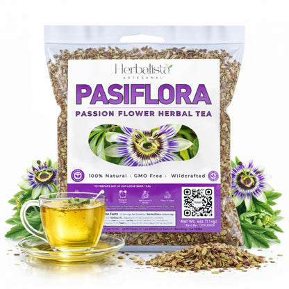 Pasiflora Herbal Tea (Passionflower) – Premium Loose Leaf Blend – 4 oz (113 g) Wildcrafted Traditional Herbal Infusion – 100% Natural, Caffeine-Free, Vegan, Non-GMO