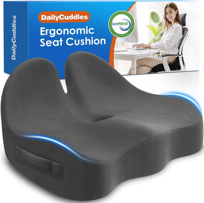 Seat Cushion, Chair Cushions for Office Chairs/Desk Seats/Wheelchair - Hip&Sciatica&Tailbone Pain Relief Memory Foam Office Chair Cushion for Long Sitting Office Workers, Black
