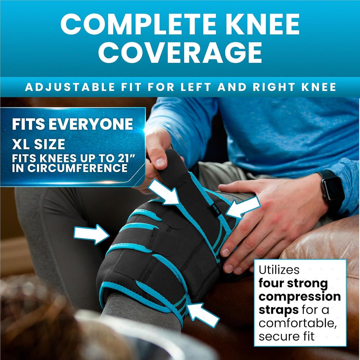 Vive Knee Ice Pack Wrap - Cold/Hot Gel Compression Brace - Heat Support Strap for Arthritis Pain, Tendonitis, ACL, Athletic Injury, Osteoarthritis, Women, Men, Running, Meniscus and Patella Surgery