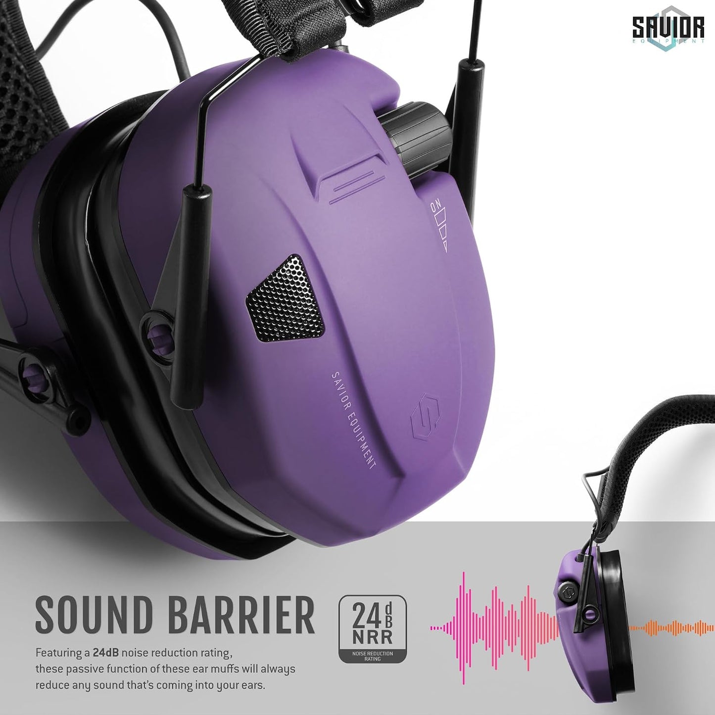 Savior Equipment Apollo Electronic Earmuffs For Shooting w/Gel Ear Pads, 24dB NRR, Noise Cancelling Ear Protection Headset