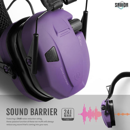Savior Equipment Apollo Electronic Earmuffs For Shooting w/Gel Ear Pads, 24dB NRR, Noise Cancelling Ear Protection Headset