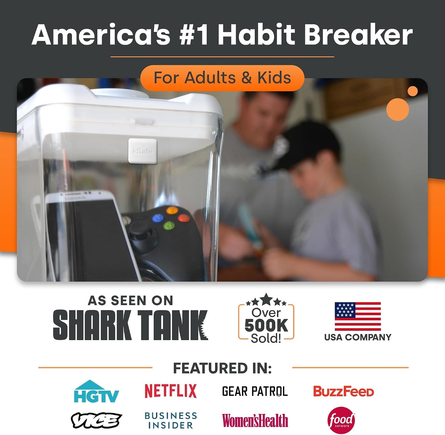 Kitchen Safe kSafe Time Locking Container, Medication Lock Box, Break Bad Habits - Quit Smoking, Snacking, Drinking & Gaming Addiction, Phone Jail, Family Time (Medium, White Lid + 5.5” Clear Base)