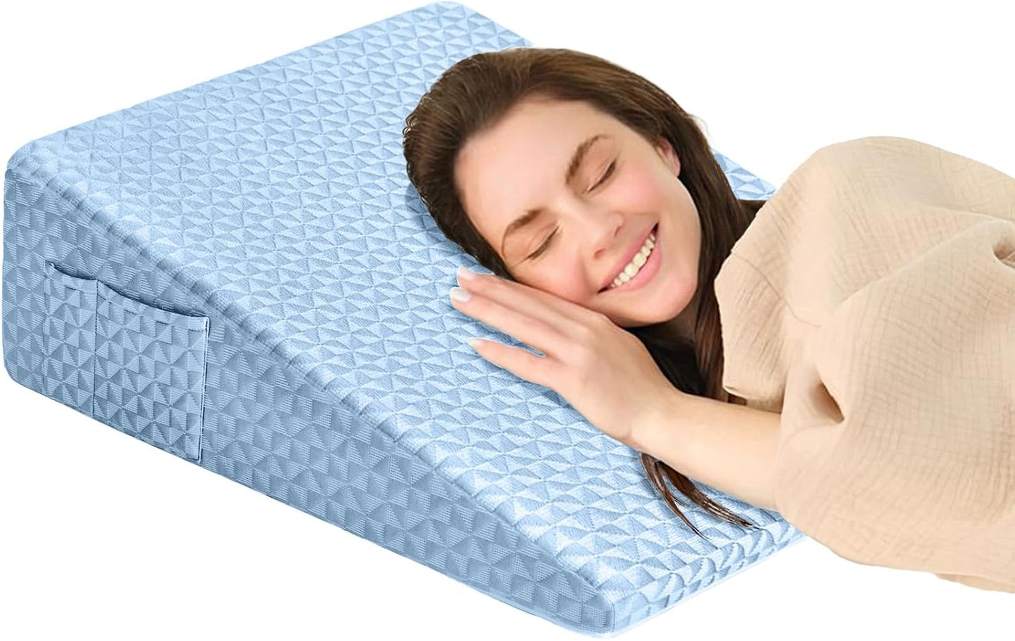 Wedge Pillow for Sleeping, 7.5" Memory Foam Bed Wedge Pillow