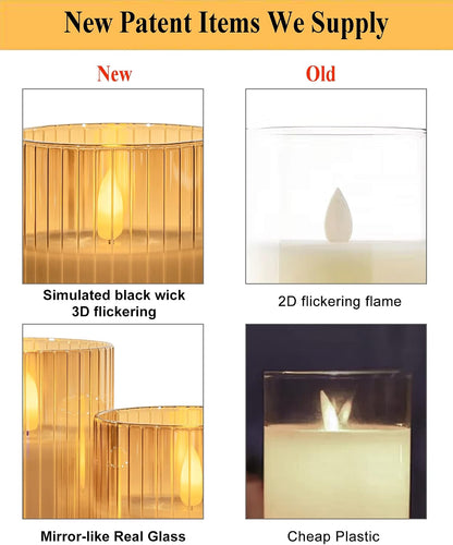 ANGELLOONG Flickering Flameless Candles, Realistic Battery Operated Candles with Remote and Timer, Set of 3 LED Candles for Fall Room Home Wedding Decor Centerpieces Table Party Christmas Decorations