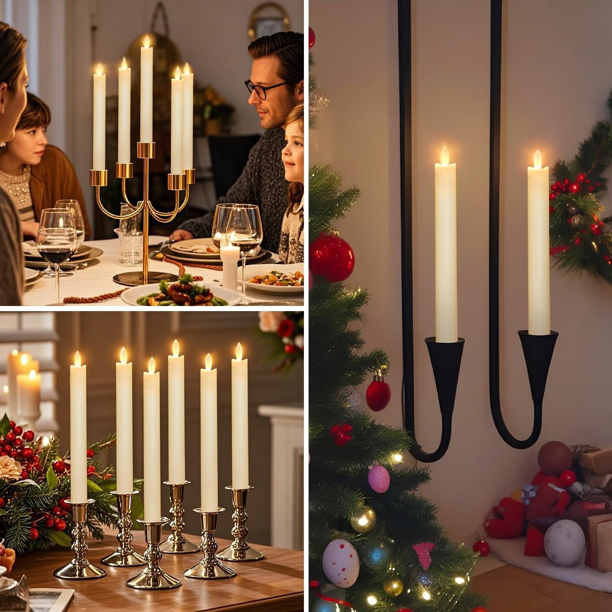 LEDHOLYT Rechargeable Flameless Glass Pillar Candles–Gifts for Women,–Set of 3, Realistic Flickering LED Flame,Remote & Timer, Ideal for Living Room, Bedroom & Halloween Festival Home Party Decor