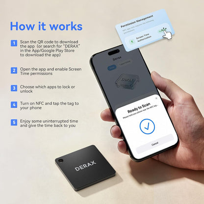 DERAX Smartphone Access Blocker, Subscription-Free Phone Lock