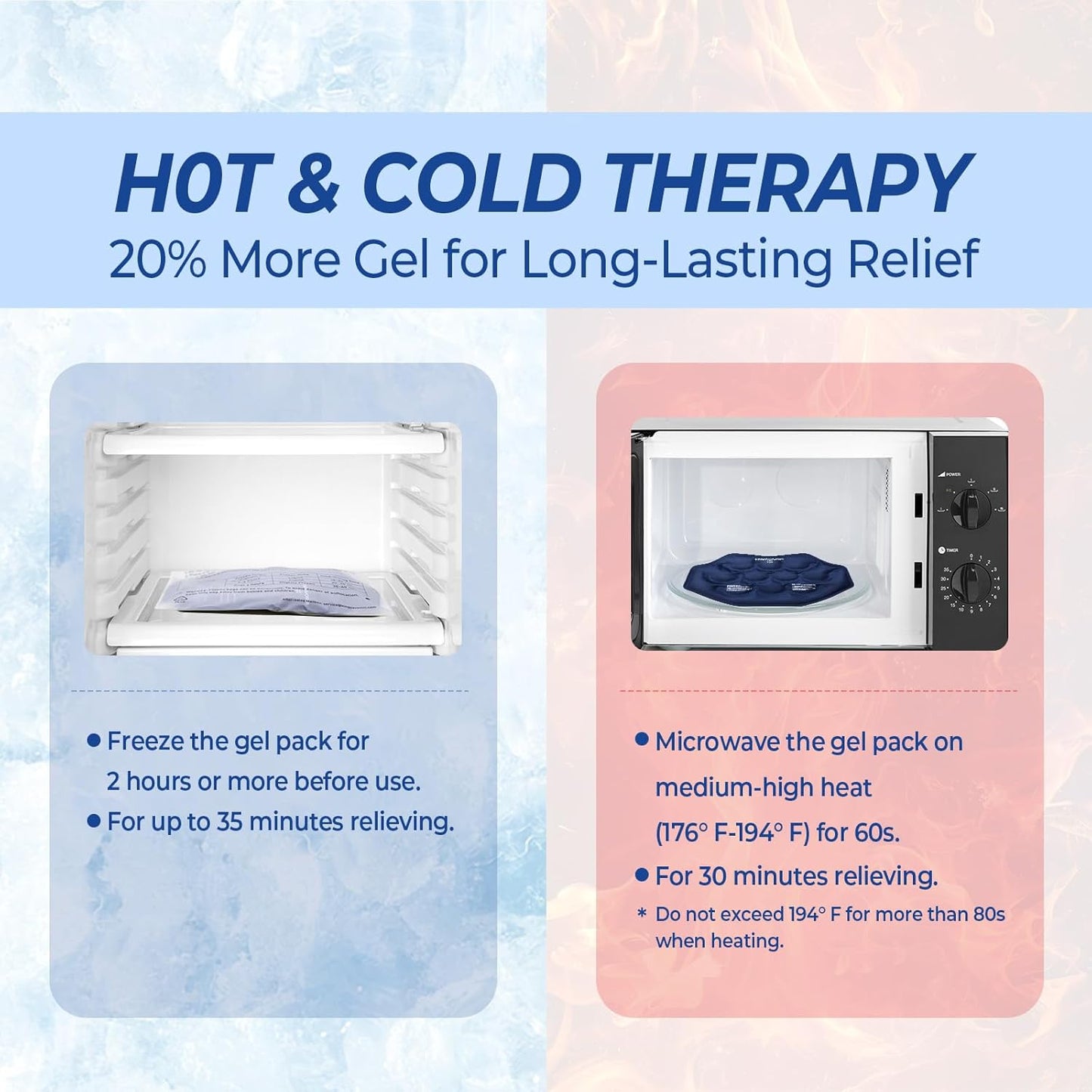KingPavonini Extra Large Ice Pack for Back Pain Relief with Extension Strap, 2 Pack Reusable Lower Back Gel Ice Pack Wrap for Lumbar Surgery, Sciatica, Herniated Disc, Coccyx Pain, Cold/Hot Therapy