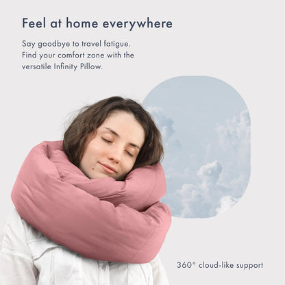 Huzi Infinity Pillow - Home Travel Soft Neck Scarf Support Sleep (Grey)