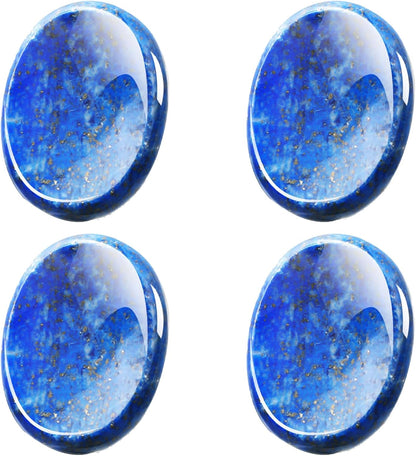 Roowest 4 Pcs Thumb Worry Stone for Anxiety Natural Crystal Healing Stone Chakras Amethyst Tiger Eye Quartz Pocket Hug Gift for Office Stress Meditation(Chromashift,Oval)