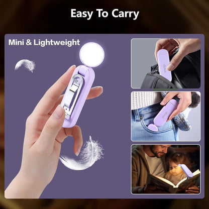 VAVOFO USB Rechargeable Book Light, Blue Light Blocking, Amber Clip-On Bookmark Shaped Reading Light, Eye Care 6 LEDs With 9 Lighting Modes for Bookworms (Grey)