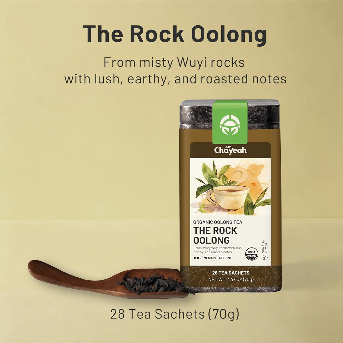 CHAYEAH, The Rock Oolong, USDA Organic, Whole Leaf Tea Sachets, 30 Count