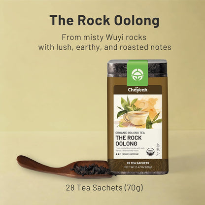 CHAYEAH, The Rock Oolong, USDA Organic, Whole Leaf Tea Sachets, 30 Count