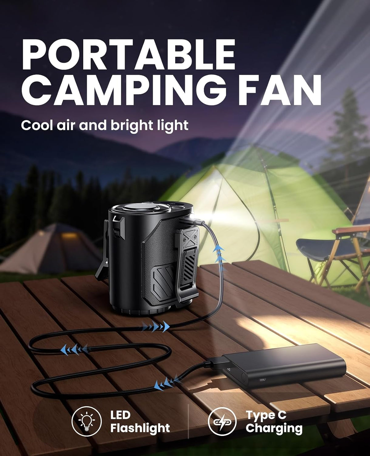Portable Waist Fan with Ice Cooling, 4-in-1 Clip-On Fan for Car/Shirt/Hat/Belt, 16000RPM Strong Airflow, 12H Runtime, 100 Speed Settings, Wearable Fan for Outdoor Work, Camping, Travel Black
