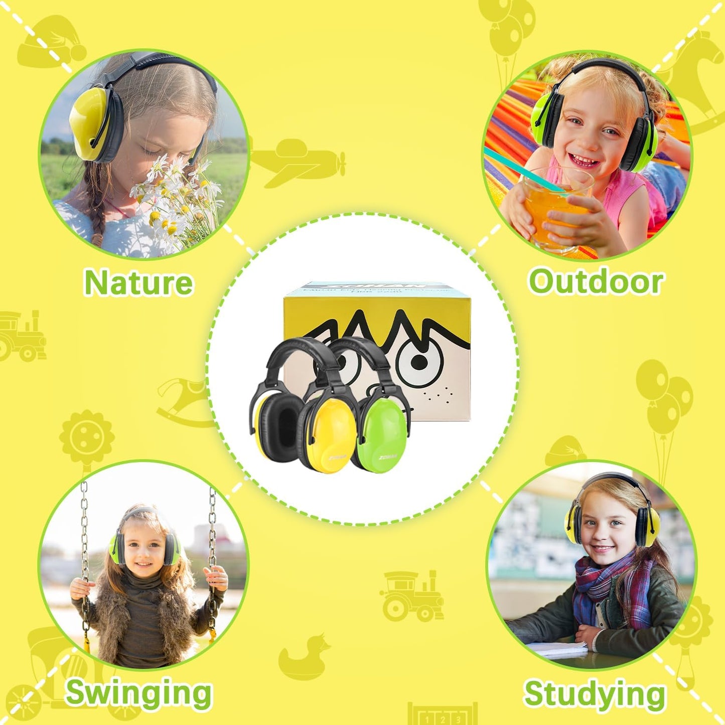 ZOHAN EM030 Kids Ear Protection, Noise Cancelling Headphones Ear Muffs for Autism Sensory, Safety Noise Reduction Hearing Protection for Monster Truck/Concerts/Fireworks/Air Shows