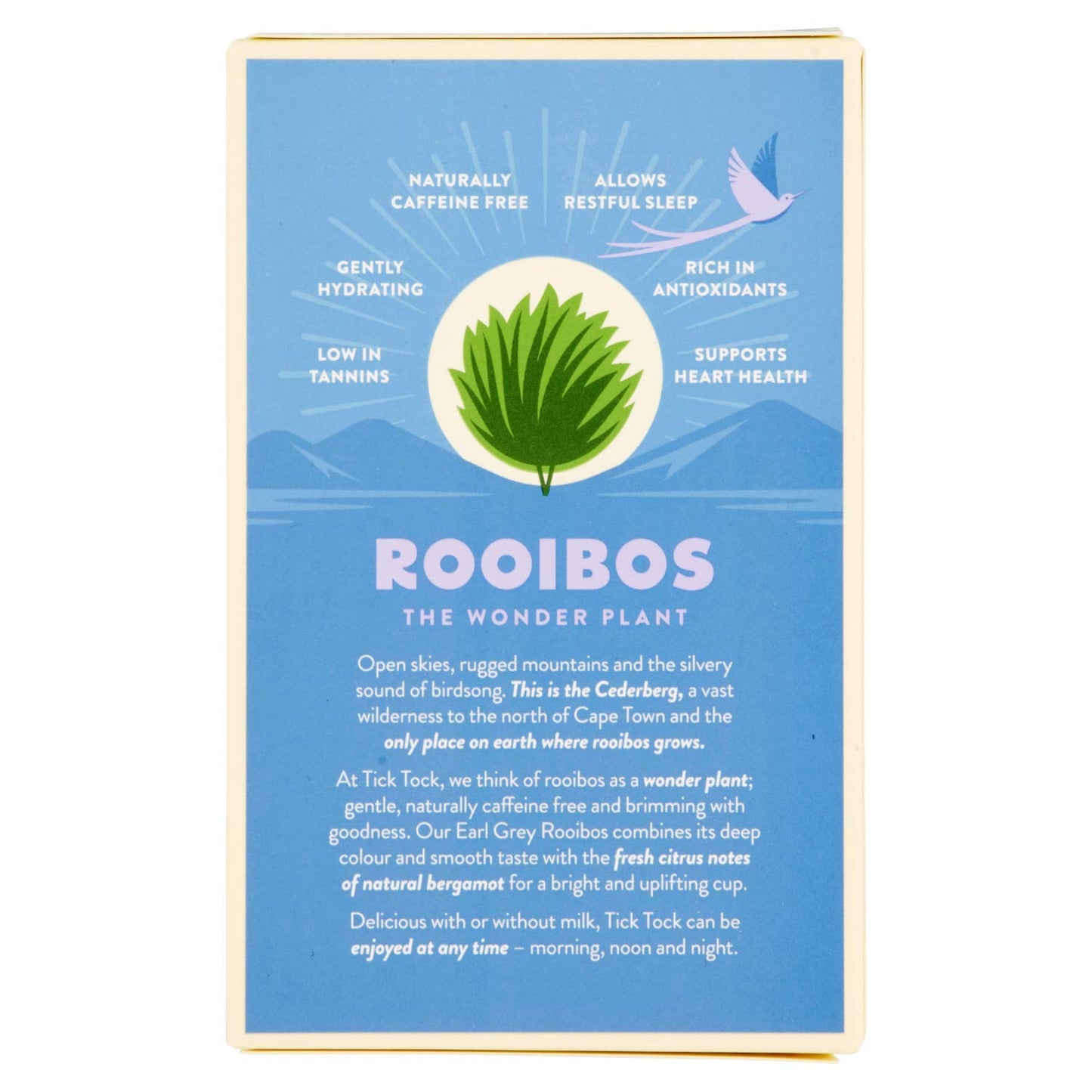 TICK TOCK TEAS Rooibos Earl Grey, Naturally Caffeine Free Red Bush Herbal Tea, Rich in Anti-Oxidants, South African, Superfood, 3.5 Oz, 40 Count, Pack of 4