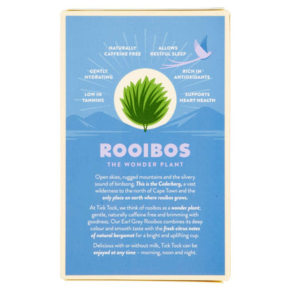 TICK TOCK TEAS Rooibos Earl Grey, Naturally Caffeine Free Red Bush Herbal Tea, Rich in Anti-Oxidants, South African, Superfood, 3.5 Oz, 40 Count, Pack of 4