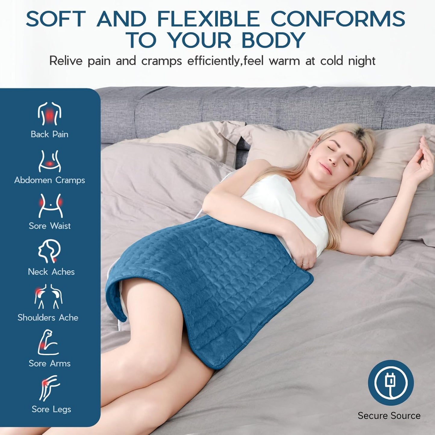Heating Pad for Period Cramps, Heating Pad for Back/Neck/Shoulder Muscle Pain, 6 Heating & 4 Timer Setting, Auto Shut Off, Dry/Moist Heat & Machine Washable, Birthday Christma s Gifts for Women Mom
