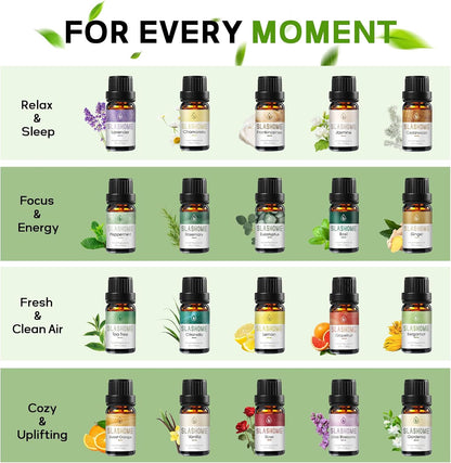 12 Pack Essential Oils for Diffusers for Home - Water Soluble Diffuser Oils Set for Humidifiers & Spa, Scented Oil with Wooden Gift Box for Women - Lavender, Peppermint, Sweet Orange, Tea Tree & More