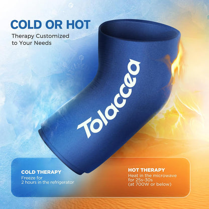 Tolaccea Hot & Cold Therapy Flexible Ice Packs Cold Therapy Compression Sleeve Reusable Gel Pack for Injury Cold Wrap for Knee Calf Elbow (Large (Pack of 1), Blue)