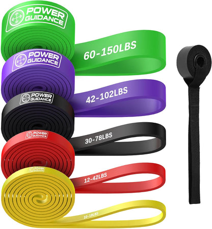 POWER GUIDANCE Resistance Bands, Set of 5 Pull Up Bands, Pull Up Assistance Bands, Exercise Bands, Resistance Bands Set for Legs, Working Out