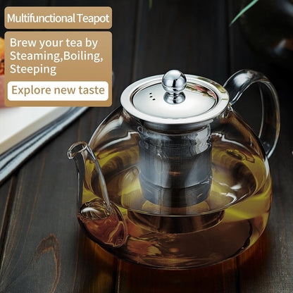 Glass Teapot with Removable Infuser, 20 oz/600ml Glass Tea Pot Small Borosilicate Tea Steeper Kettle with Loose Leaf Tea Strainer For Flower Blooming Tea, ClearTea Maker Pitcher